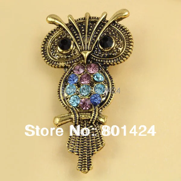 1 piece 58-339 antique bronze owl rhinestone pendant zinc alloy high quality CZ stone necklace | Украшения и аксессуары