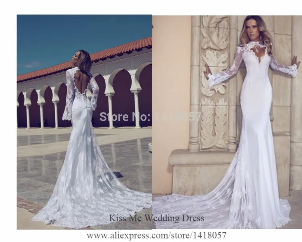 2015 Sexy Russian Berta Wedding Dresses Lace Mermaid Bridal Gowns Long Sleeves Open Back Vestido De Noiva Manga Longa H540
2015 Sexy Russian Berta Wedding Dresses Lace Mermaid Bridal Gowns Long Sleeves Open Back Vestido De Noiva Manga Longa H540