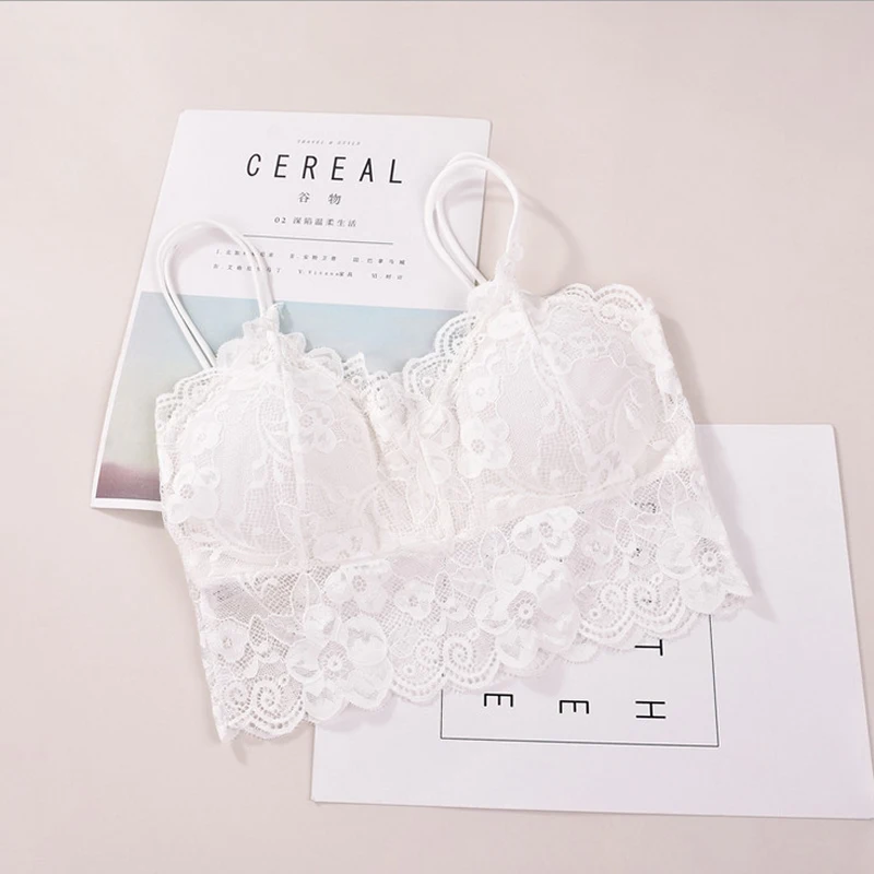 Description Picture 4 of itemFashion Hot Sexy Women Lady Lace Strap Bras Tops Tube Vest Chest Wrap Bandeau Underwear Summer Floral Tops sweet wire free Bras