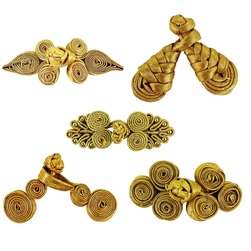 100set Gold Metallic Cord Braided Looped Fastener Closure Knot Buttons Sewing For Hotel Chair Cover Traditional Cheongsam NK354
100set Gold Metallic Cord Braided Looped Fastener Closure Knot Buttons Sewing For Hotel Chair Cover Traditional Cheongsam NK354
