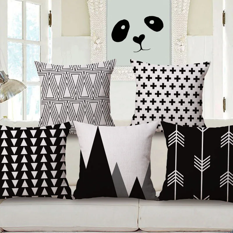 Black and white (not snow white) geometric square pillow case cover cotton linen cushion cover for sofa car home cojines 45x45
Black and white (not snow white) geometric square pillow case cover cotton linen cushion cover for sofa car home cojines 45x45