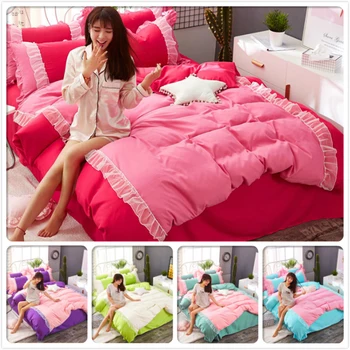 Red Pink Lace Ruffled Bed Linens Princess Soft Cotton 3pcs/4pcs Bedding Sets Girls Bedclothes Single Twin Queen Size Duvet Cover
Red Pink Lace Ruffled Bed Linens Princess Soft Cotton 3pcs/4pcs Bedding Sets Girls Bedclothes Single Twin Queen Size Duvet Cover