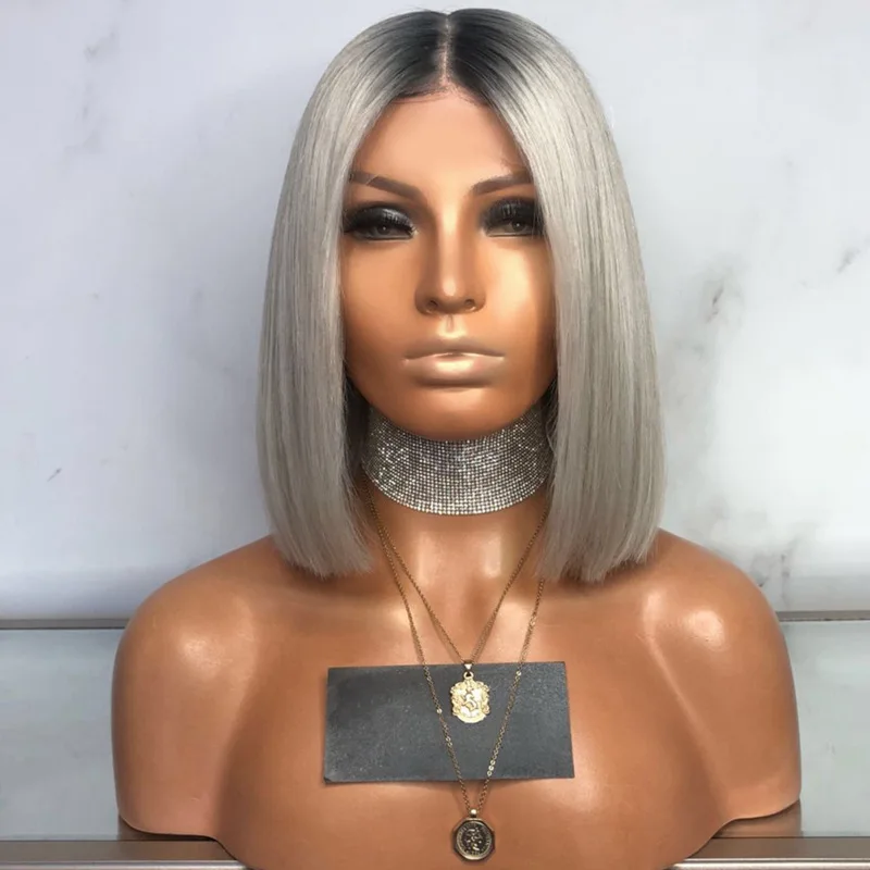36cm European Short Straight Hair Synthetic Lace Wig Bob Middle Part Dark Grey Hair Wig With Intranet Hairnet Hair Extensions
36cm European Short Straight Hair Synthetic Lace Wig Bob Middle Part Dark Grey Hair Wig With Intranet Hairnet Hair Extensions