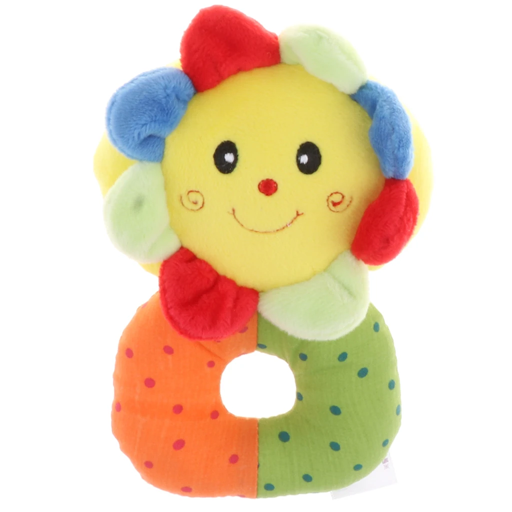 Infant Baby Plush Stuffed Rattle Ring Clutching Sensory Toys Crib Musical Shaker Handbell Jingle Bells Developmental