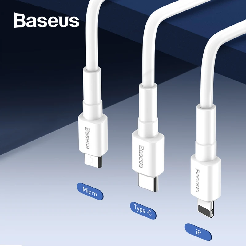 Baseus 3A Fast Charge USB Cable For iPhone Micro Type-C Devices Data Cable Quick Charging Cable Wire For Huawei Xiaomi Samsung
Baseus 3A Fast Charge USB Cable For iPhone Micro Type-C Devices Data Cable Quick Charging Cable Wire For Huawei Xiaomi Samsung