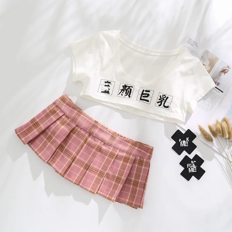 Japanese Style Cute Women A-line Mini Skirt & Extra Short Tops Set Sexy Hot Erotic Lingerie Underwear Sets Slim Girl Flat Breast
Japanese Style Cute Women A-line Mini Skirt & Extra Short Tops Set Sexy Hot Erotic Lingerie Underwear Sets Slim Girl Flat Breast