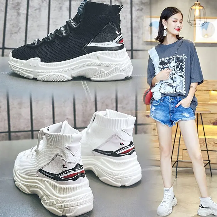 2019 High Top Men Women Sneakers 5 CM Thick Sole Sock Shoes Knit Vamp Breathable Dad Shoes White Black Sapato Feminino
2019 High Top Men Women Sneakers 5 CM Thick Sole Sock Shoes Knit Vamp Breathable Dad Shoes White Black Sapato Feminino