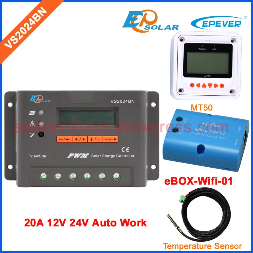 regulator with MT50 remote meter real-time monitor VS2024BN with wifi BOX EPEVER Solar portable controller 20A Temp sensor
regulator with MT50 remote meter real-time monitor VS2024BN with wifi BOX EPEVER Solar portable controller 20A Temp sensor