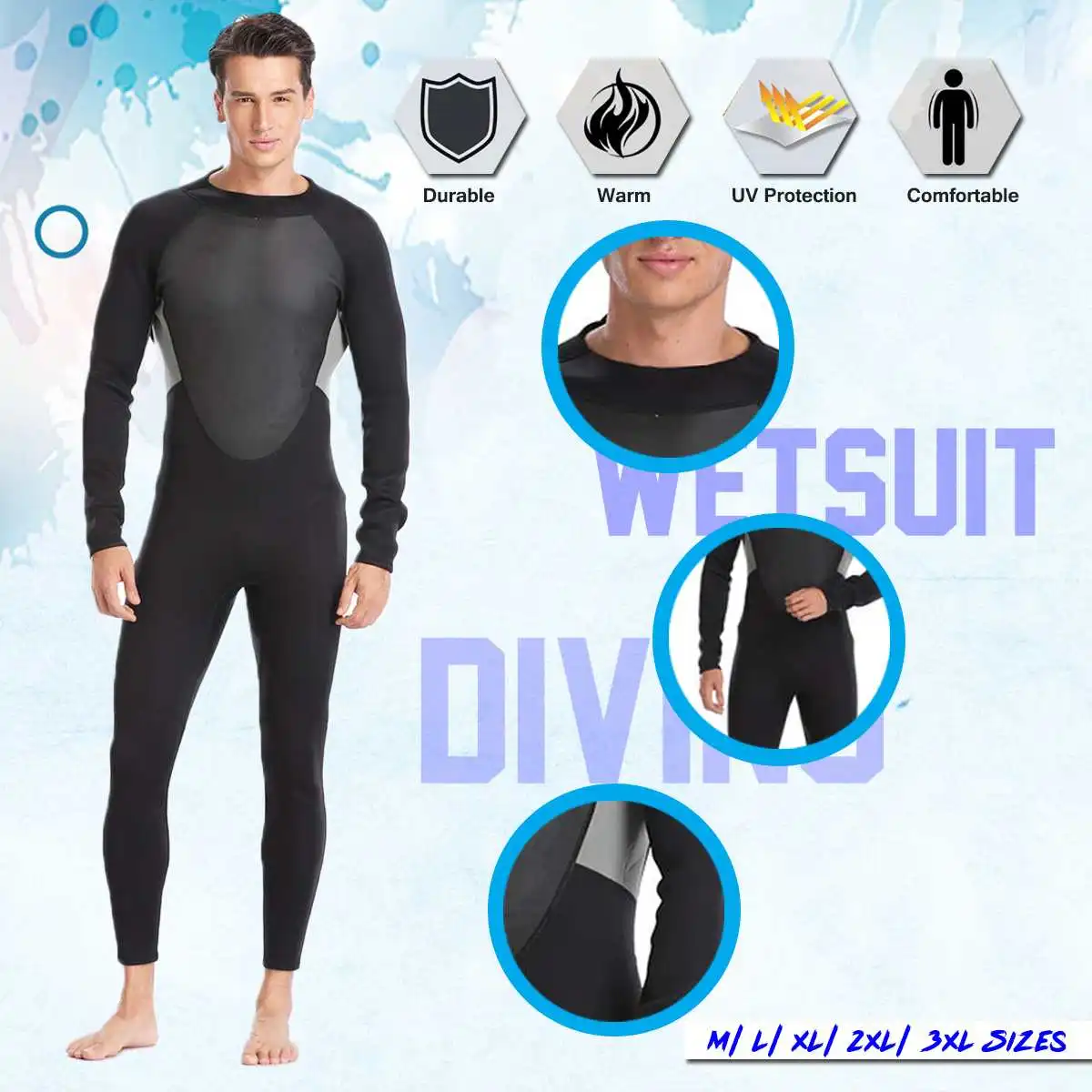 One Piece Neoprene WetSuit M/L/XL/2XL/3XL 3MM MEN Full Body suit Super stretch Diving Suit Swim Surf Snorkeling Diving Surfing
One Piece Neoprene WetSuit M/L/XL/2XL/3XL 3MM MEN Full Body suit Super stretch Diving Suit Swim Surf Snorkeling Diving Surfing