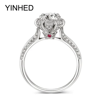 YINHED Luxury Solid 925 Sterling Silver Ring Inlay Natural Rubis Ring 7.5mm CZ Diamant Engagement Wedding Rings For Women ZR142
YINHED Luxury Solid 925 Sterling Silver Ring Inlay Natural Rubis Ring 7.5mm CZ Diamant Engagement Wedding Rings For Women ZR142