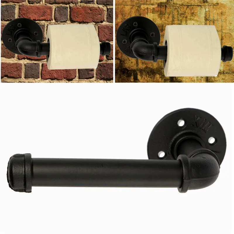 

Towel Rack Roll Shelf Industrial Style Wall Mount Iron Pipeline Vintage Paper Bathroom Toilet Tool Tissue Paper Rack Bath Decor