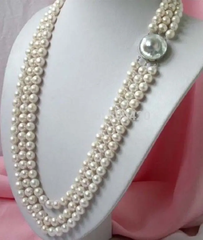 ~~ Free Shipping >3 strand 8-9mm natural Australian south sea white pearl necklace 20-22''
~~ Free Shipping >3 strand 8-9mm natural Australian south sea white pearl necklace 20-22''