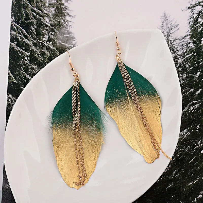 DOUVEI 6 Colors Fashion Jewelry Double Dangle Gradient Eardrop Earring Long Chain Tassel Feather Earrings For Women HQE1065
DOUVEI 6 Colors Fashion Jewelry Double Dangle Gradient Eardrop Earring Long Chain Tassel Feather Earrings For Women HQE1065