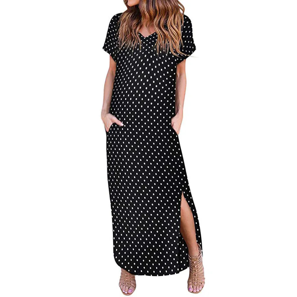 Women Summer Boho Dress Short Sleeve V-neck Dot Printed Long Party Maxi Dresses Summer Dress 2019 Beach Dresses vestidos NEW
Women Summer Boho Dress Short Sleeve V-neck Dot Printed Long Party Maxi Dresses Summer Dress 2019 Beach Dresses vestidos NEW
