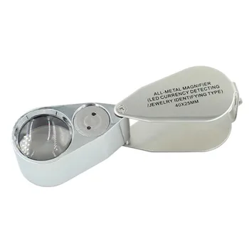 9890 Portable Mini 40 x Loupe Magnifier Magnifying Triplet Jewelers Eye Glass Jewelry Diamond with Ultraviolet Light LED Lamp
9890 Portable Mini 40 x Loupe Magnifier Magnifying Triplet Jewelers Eye Glass Jewelry Diamond with Ultraviolet Light LED Lamp