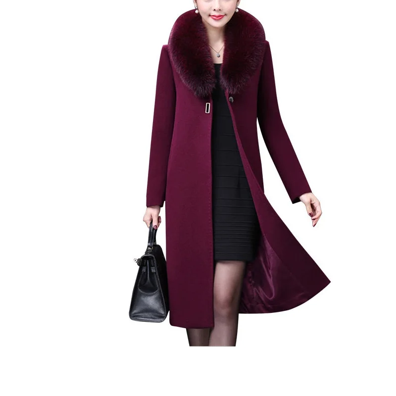 DHL Middle Age Winter Woolen Coat 2018 New Women Mid Long Section Fox Fur Collar Fashion Slim Cashmere Coat
DHL Middle Age Winter Woolen Coat 2018 New Women Mid Long Section Fox Fur Collar Fashion Slim Cashmere Coat