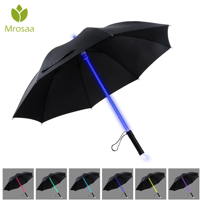 

7 Color LED Lightsaber Light Up Umbrella Laser sword Light up Golf Umbrellas Changing On the Shaft/Built in Torch Flash Umbrella