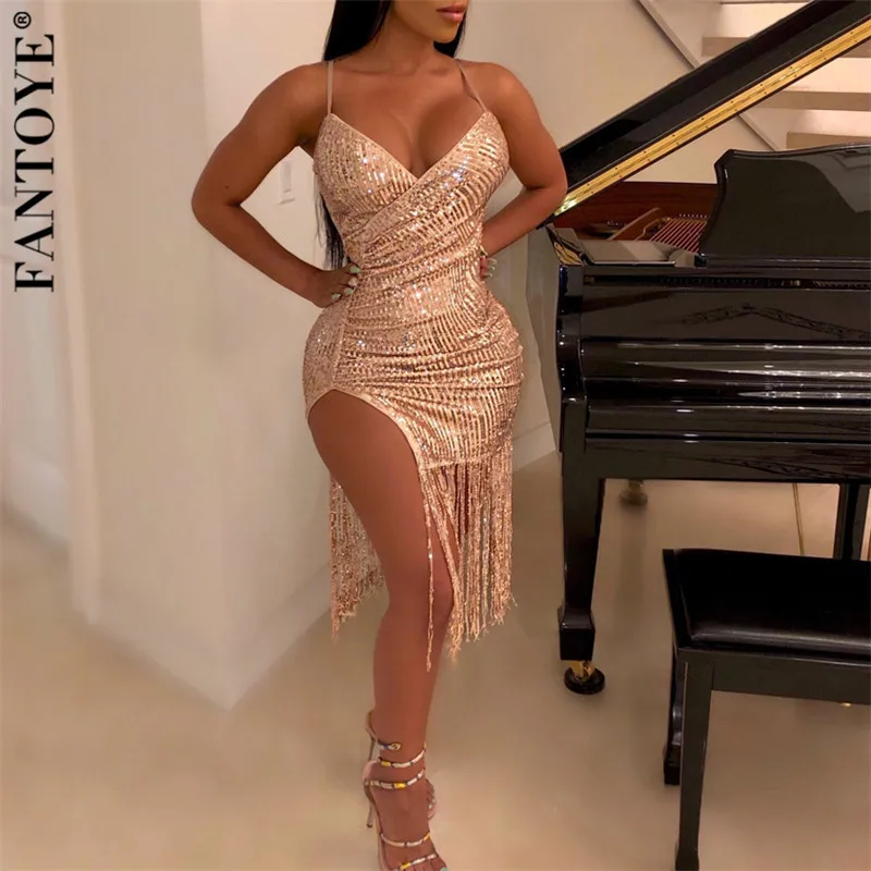 Fantoye Sexy V Neck Tassel Sash Sequin Party Dresses Lady Rhinestone Slim Clubnight Dress Spaghetti Strap Backless Bodycon Dress
Fantoye Sexy V Neck Tassel Sash Sequin Party Dresses Lady Rhinestone Slim Clubnight Dress Spaghetti Strap Backless Bodycon Dress