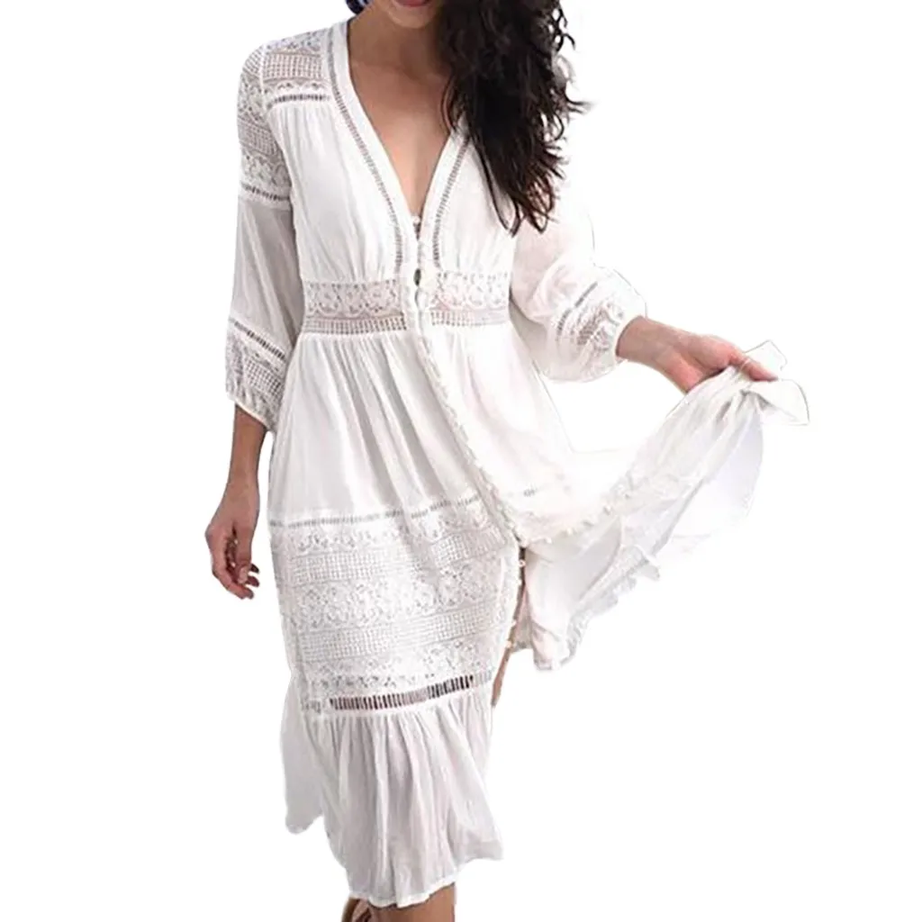 SAGACE Women Dresses 2019 sexy Lace Panel Embroidery Sexy Vneck Cropped Sleeve Openwork Ladies Dress Party Dress Female Bohemian
SAGACE Women Dresses 2019 sexy Lace Panel Embroidery Sexy Vneck Cropped Sleeve Openwork Ladies Dress Party Dress Female Bohemian
