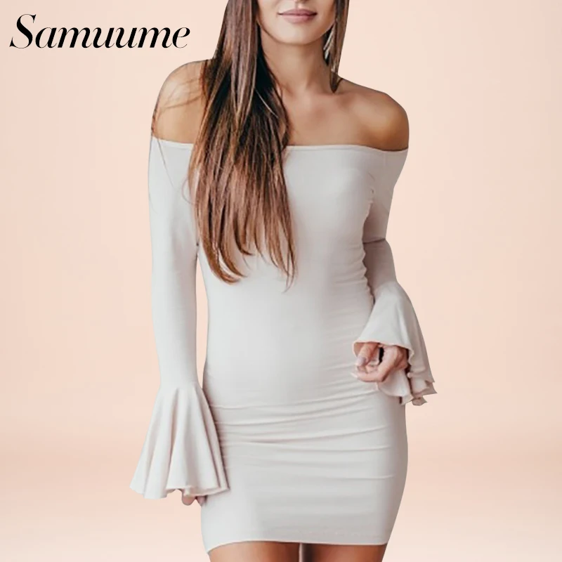 Samuume Новое поступление Для женщин Мода Обёрточная бумага Платья для Slash Средства