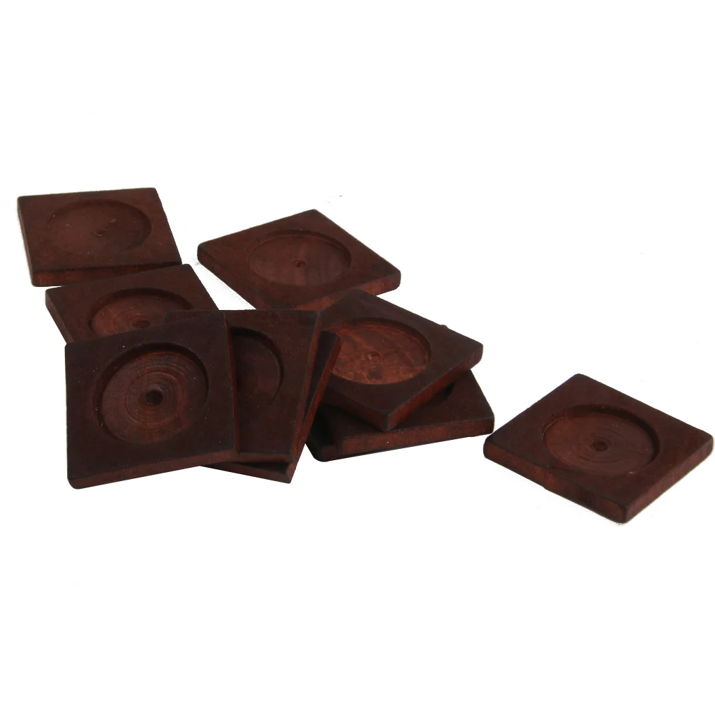 20pcs Vintage Square Wood Cameo Cabochon Setting Base Tray Pendants DIY Necklace Jewelry Making Accessories Findings 25mm