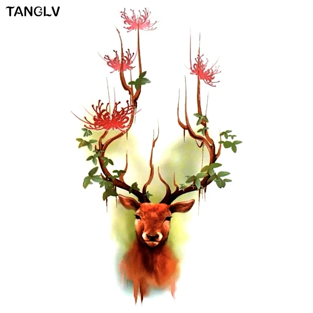 TANGLV Brand Body Art waterproof temporary tattoos for women and men 3d simple deer design small arm tattoo sticker wholesales | Красота и