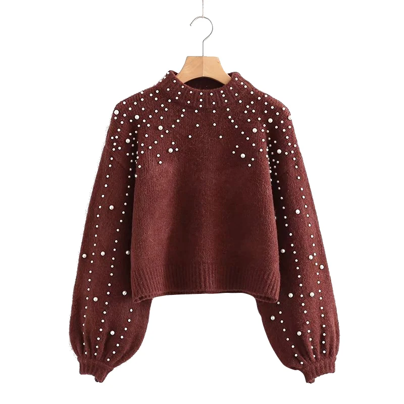 New Autumn Winter Casual Loose Pullover Solid Color O-neck Pearl Decorative Sweater Fashion Lantern Sleeve Women's Sweater
New Autumn Winter Casual Loose Pullover Solid Color O-neck Pearl Decorative Sweater Fashion Lantern Sleeve Women's Sweater