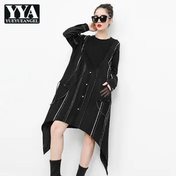 2019 New Autumn Womens Hip Hop Coats Fashion Striped Spliced Fake Two Pieces Outerwear Female Streetwear Loose Fit Long Jacket
2019 New Autumn Womens Hip Hop Coats Fashion Striped Spliced Fake Two Pieces Outerwear Female Streetwear Loose Fit Long Jacket
