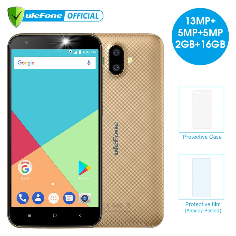 

Ulefone S7 Pro 5.0 inch HD Mobile Phone Android 7.0 MTK6580 Quad Core 2GB RAM 16GB ROM 13MP Dual Rear Cameras 3G Smartphone