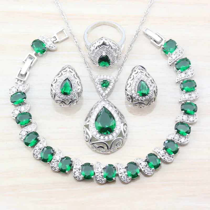 8-Color Hollow Water Drop Jewelry Sets 925 Sterling Silver Green Zircon Clip Earrings/Pendant/Necklace/Bracelet/Ring For Women
8-Color Hollow Water Drop Jewelry Sets 925 Sterling Silver Green Zircon Clip Earrings/Pendant/Necklace/Bracelet/Ring For Women
