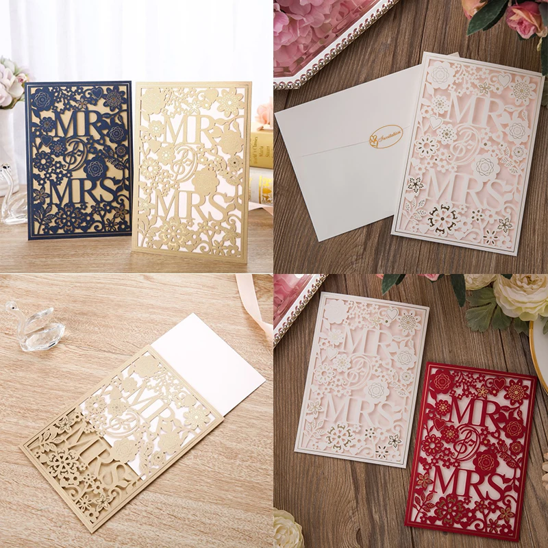 25pcs 4 Colors Laser Cut Wedding Invitations Card MR&MRS Elegant Married Greeting Cards Envelopes Wedding Party Favor Decoration
25pcs 4 Colors Laser Cut Wedding Invitations Card MR&MRS Elegant Married Greeting Cards Envelopes Wedding Party Favor Decoration
