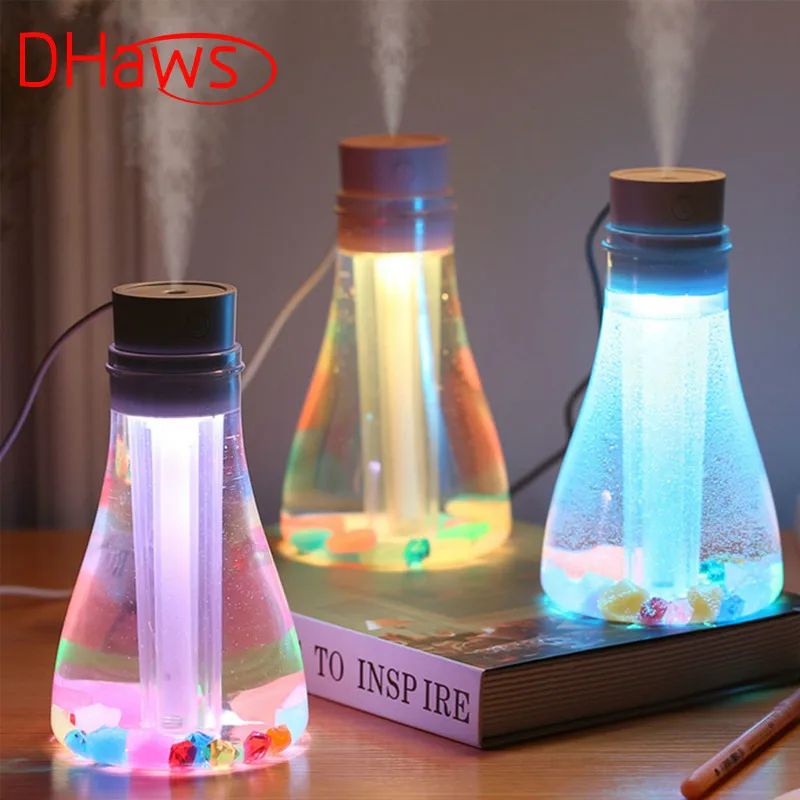 

DHaws 500ml USB Wishing Bottle Air Humidifier with LED Night Light Air Purifier Essential Oil Diffuser Mist Maker Car Humidifier