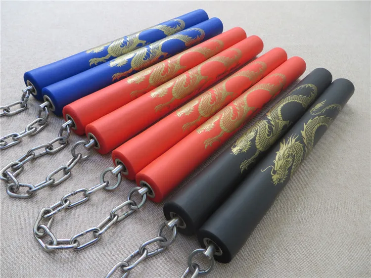 NEW RED FOAM PADDED DRAGON NUNCHUCK NUNCHAKU WITH CHAIN TOY MARTIAL ART 