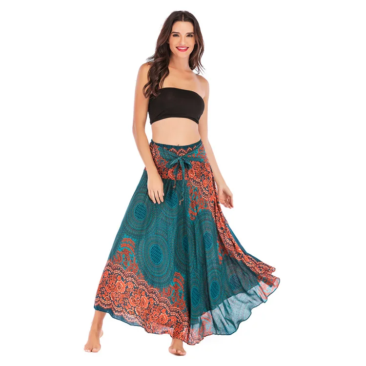 Womens Bohemian Print Elastic Waist Loose Thai Skirts Summer Fashion Casual Holiday Long Skirt Two Kinds of Piercing Methods
Womens Bohemian Print Elastic Waist Loose Thai Skirts Summer Fashion Casual Holiday Long Skirt Two Kinds of Piercing Methods