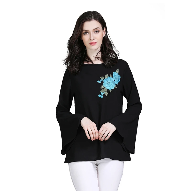 Floral Embroidery Long Sleeves Loose Female Muslim Top Large Size Flare Sleeve Women's Clothing Casual Fashion Islamic Clothing
Floral Embroidery Long Sleeves Loose Female Muslim Top Large Size Flare Sleeve Women's Clothing Casual Fashion Islamic Clothing