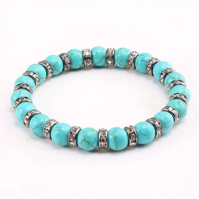 Hot Classic Vintage Natural Stone Crystal with Blue Turquoises Bangle Bracelets for women men Elastic Yoga Jewelry Bracelet
Hot Classic Vintage Natural Stone Crystal with Blue Turquoises Bangle Bracelets for women men Elastic Yoga Jewelry Bracelet