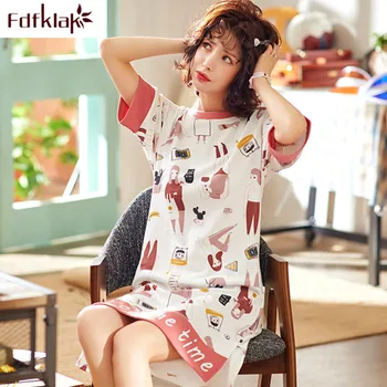 Fdfklak Cotton nightgowns women sleepwear dress large size cartoon cute nightdress girl's nightshirt summer nightwear female
Fdfklak Cotton nightgowns women sleepwear dress large size cartoon cute nightdress girl's nightshirt summer nightwear female