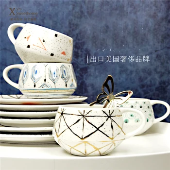 Tableware big belly cup hand painted gold plate breakfast plate and cup creative coffee mug Nordic style tea cup
Tableware big belly cup hand painted gold plate breakfast plate and cup creative coffee mug Nordic style tea cup