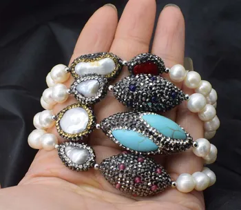 freshwater pearl white near round 8-9mm &red coral/turquoise zircon bracelet 8inch wholesale beads nature handcraft
freshwater pearl white near round 8-9mm &red coral/turquoise zircon bracelet 8inch wholesale beads nature handcraft