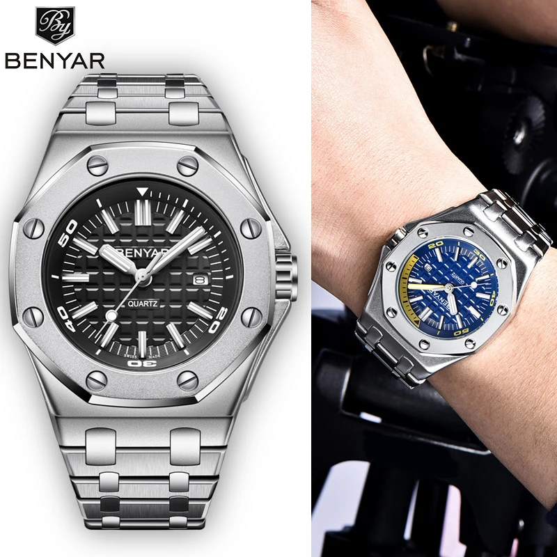 BENYAR 2019 New Men's Watches Business Chronograph/Waterproof/Sport Watch Men Stainless Steel Wristwatch Mens Relogio Masculino
BENYAR 2019 New Men's Watches Business Chronograph/Waterproof/Sport Watch Men Stainless Steel Wristwatch Mens Relogio Masculino