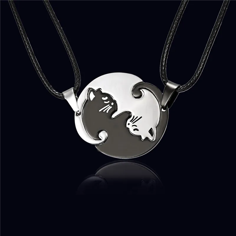 Couple Cat Pendant Necklaces for Lovers 2 Pieces Cute Black and White Cats Stainless Steel Chain Pendants Collier
Couple Cat Pendant Necklaces for Lovers 2 Pieces Cute Black and White Cats Stainless Steel Chain Pendants Collier