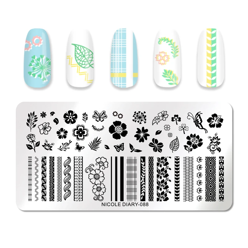 NICOLE DIARY Rectangle Nail Art Stamping Plates Stainless Steel Tropical Fruit Flower Mixed Pattern Stamp Stencil Tool
NICOLE DIARY Rectangle Nail Art Stamping Plates Stainless Steel Tropical Fruit Flower Mixed Pattern Stamp Stencil Tool