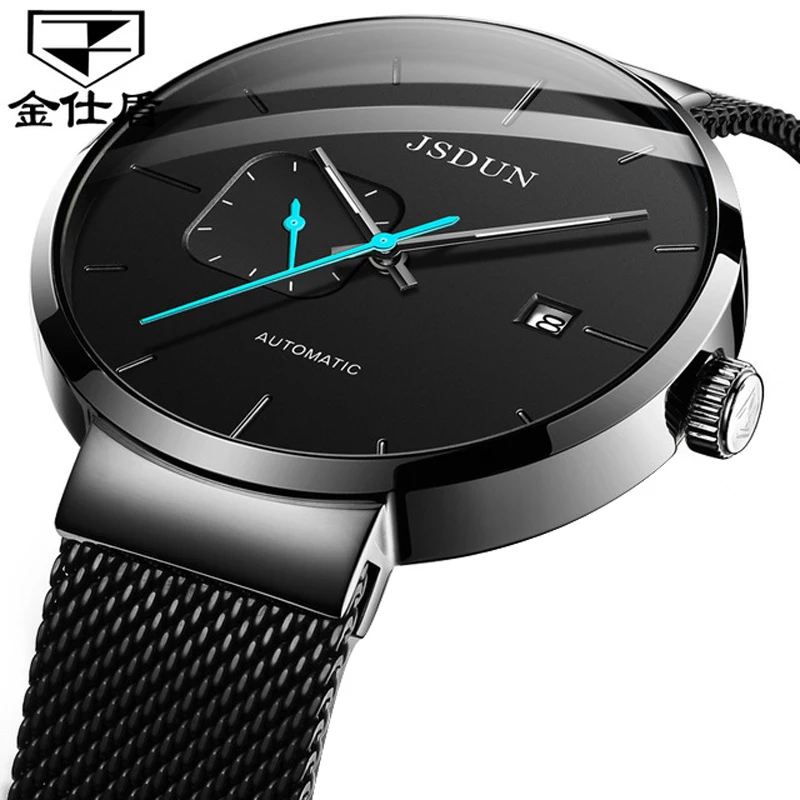 JSDUN Men Automatic Self Wind Mechanical Watches Stainless Steel Strap Simple Business Black Waterproof Luminous Date Watch Men
JSDUN Men Automatic Self Wind Mechanical Watches Stainless Steel Strap Simple Business Black Waterproof Luminous Date Watch Men