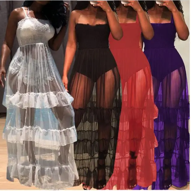 Women See Through White Dress Strap Tiered Mesh Beach Sundresses Summer Sexy Club Party Dresses Solid Sheer Mesh Maxi Dress
Women See Through White Dress Strap Tiered Mesh Beach Sundresses Summer Sexy Club Party Dresses Solid Sheer Mesh Maxi Dress
