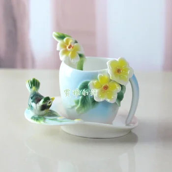 New Arrival Flower Birds Coffee Cups with spoon Milk Breakfast Cup with saucer 3D Bone China Ceramic Drinkware Best Lovers Gift
New Arrival Flower Birds Coffee Cups with spoon Milk Breakfast Cup with saucer 3D Bone China Ceramic Drinkware Best Lovers Gift