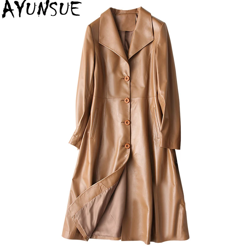 AYUNSUE Women Genuine Leather Jacket Long Trench Coat 2019 Autumn Winter Real Sheepskin Coats Women's Windbreakers 28009 WYQ1456
AYUNSUE Women Genuine Leather Jacket Long Trench Coat 2019 Autumn Winter Real Sheepskin Coats Women's Windbreakers 28009 WYQ1456