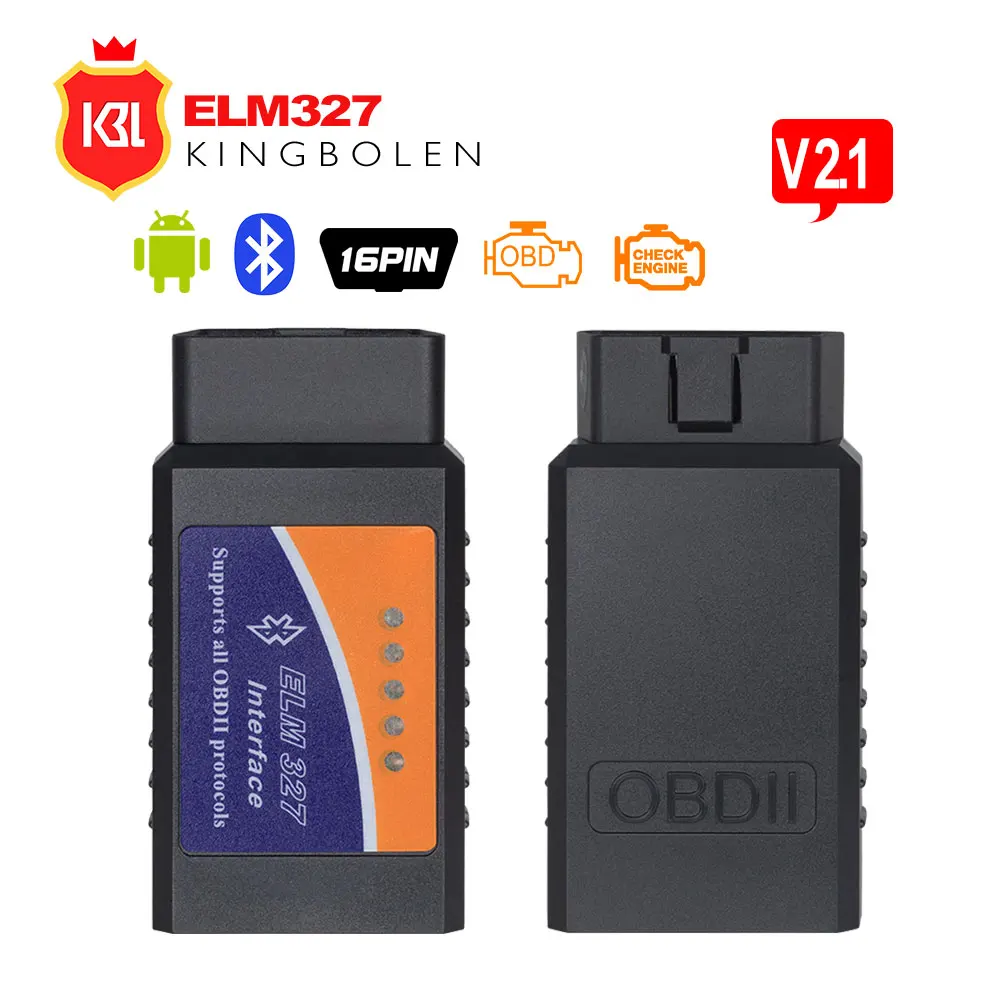 

ELM327 V2.1 Bluetooth OBDII Auto Scanner ELM 327 Bluetooth v 2.1 OBD2 for Android on Torque Support 12V CAR OBD Diagnostic Tool