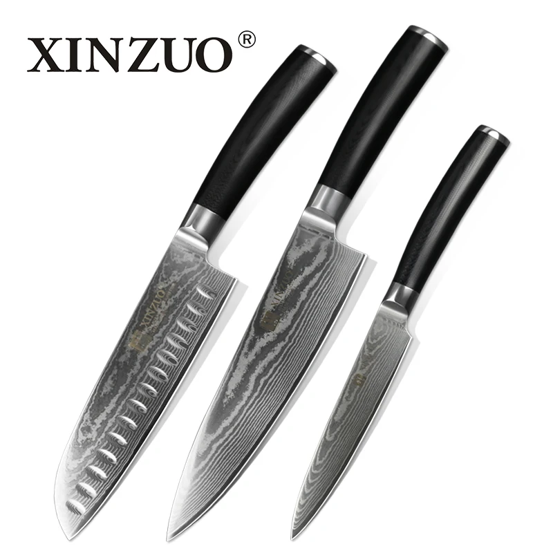 XINZUO 3 PCS Kitchen Knives Sets Japan Damascus Stainless Steel Knife G10 Handle Newest Chef Santoku Utility Knife Kitchen Tools
XINZUO 3 PCS Kitchen Knives Sets Japan Damascus Stainless Steel Knife G10 Handle Newest Chef Santoku Utility Knife Kitchen Tools