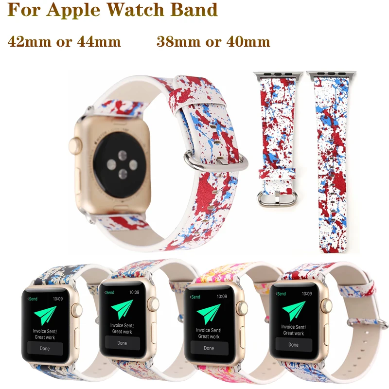 High Leather Bracelet Strap for Apple watch band 4 44/40mm Trendy Graffiti wristband Compatible for iWatch series 3 2 1 42/38mm
High Leather Bracelet Strap for Apple watch band 4 44/40mm Trendy Graffiti wristband Compatible for iWatch series 3 2 1 42/38mm