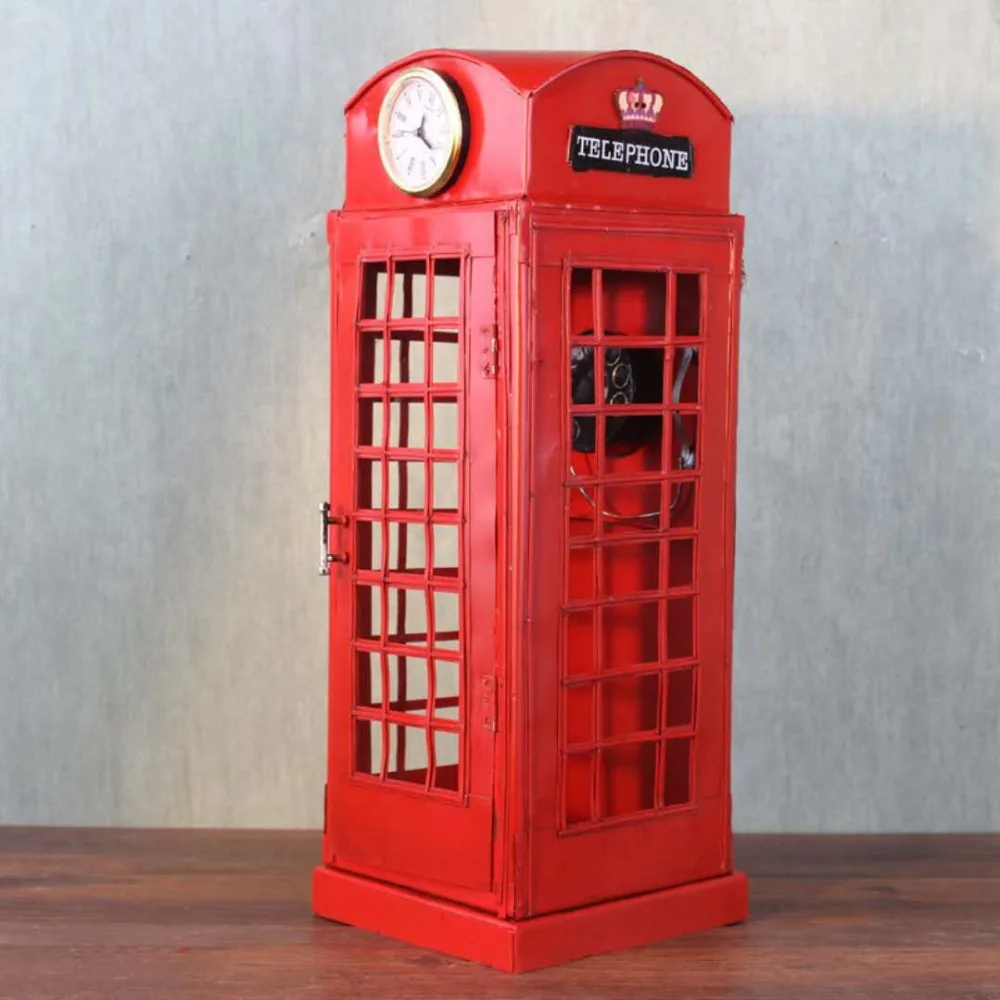 Pure handmade retro iron phone booth with clocks and antique telephone creative studio clothing store decoration
Pure handmade retro iron phone booth with clocks and antique telephone creative studio clothing store decoration